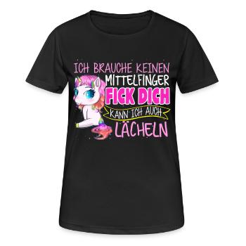 Einhorn - Lächeln - Frauen T-Shirt atmungsaktiv - Schwarz - Vorne - AI Model Female 172 light (172cm)