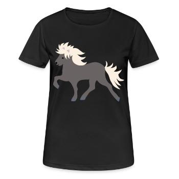 Windfarbenes Islandpferd - Frauen T-Shirt atmungsaktiv - Schwarz - Vorne - AI Model Female 172 light (172cm)