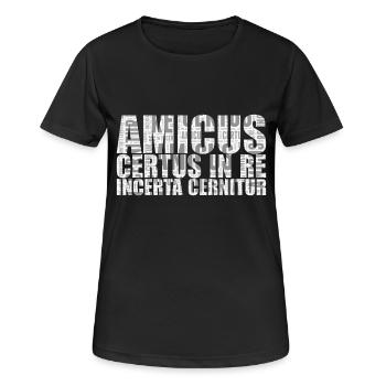 Amicus certus dans re incerta cernitur - T-shirt respirant Femme - noir - Devant - AI Model Female 172 light (172cm)