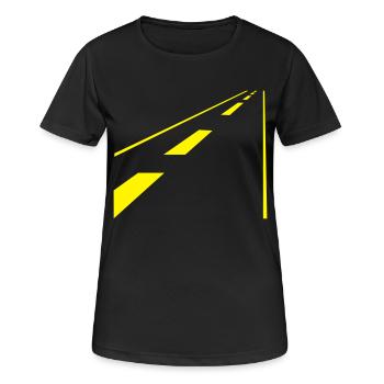 road / Straße (1c) - Frauen T-Shirt atmungsaktiv - Schwarz - Vorne - AI Model Female 172 light (172cm)