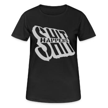Blague Merde arrive Humour - T-shirt respirant Femme - noir - Devant - AI Model Female 172 light (172cm)