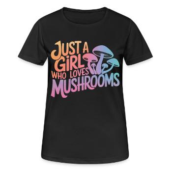 Pilz Pilze Funghi Champignon - Frauen T-Shirt atmungsaktiv - Schwarz - Vorne - AI Model Female 172 light (172cm)