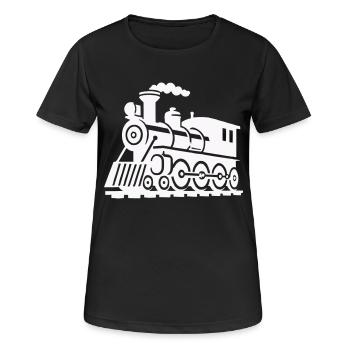 zug lokomotive - Frauen T-Shirt atmungsaktiv - Schwarz - Vorne - AI Model Female 172 light (172cm)