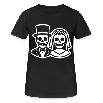 Jeunes mariés Mariage Squelette Mariée Marié - T-shirt respirant Femme - noir - Devant - AI Model Female 172 light (172cm)
