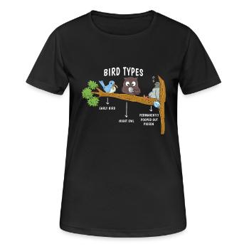 Vogelarten für Kaffeeliebhaber - Frauen T-Shirt atmungsaktiv - Schwarz - Vorne - AI Model Female 172 light (172cm)