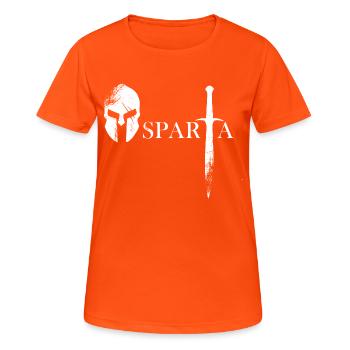 Spartaner Helm - Frauen T-Shirt atmungsaktiv - Neonorange - Vorne - AI Model Female 172 dark (172cm)