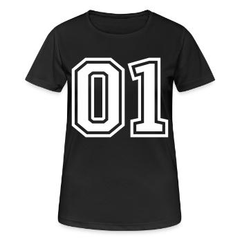 01 eins nummer - Frauen T-Shirt atmungsaktiv - Schwarz - Vorne - AI Model Female 172 light (172cm)