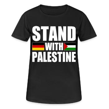 Stand with palestine - Frauen T-Shirt atmungsaktiv - Schwarz - Vorne - AI Model Female 172 light (172cm)