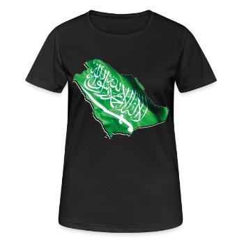 Saudi-Arabien Flagge in Saudi-Arabien Landkarte - Frauen T-Shirt atmungsaktiv - Schwarz - Vorne - AI Model Female 172 light (172cm)