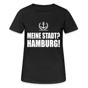 Hamburg - Frauen T-Shirt atmungsaktiv - Schwarz - Vorne - AI Model Female 172 light (172cm)