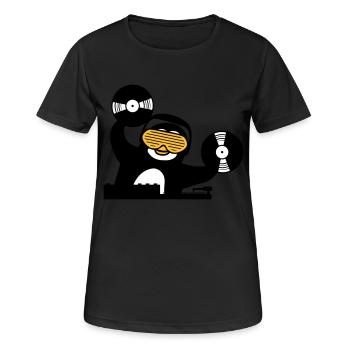 dj music plate hang up mixer club disco ping - Women's Breathable T-Shirt - black - Front - AI Model Female 172 light (172cm)