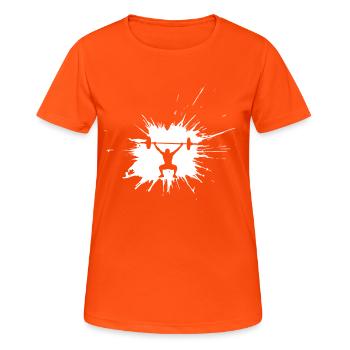 Splash haltérophile de remise en forme - T-shirt respirant Femme - orange néon - Devant - AI Model Female 172 dark (172cm)
