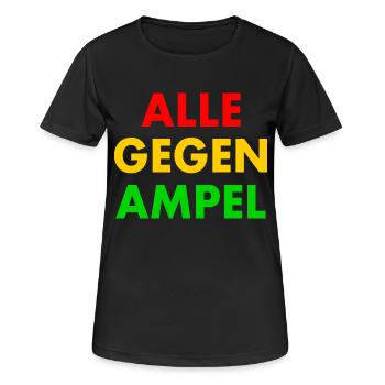 Alle gegen ampel - Frauen T-Shirt atmungsaktiv - Schwarz - Vorne - AI Model Female 172 light (172cm)