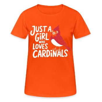 Kardinal Rotkardinal Vogel Roter Kardinal - Frauen T-Shirt atmungsaktiv - Neonorange - Vorne - AI Model Female 172 dark (172cm)