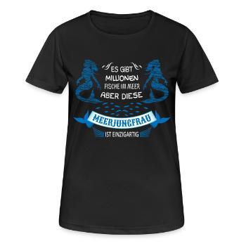 Meerjungfrau - Frauen T-Shirt atmungsaktiv - Schwarz - Vorne - AI Model Female 172 light (172cm)