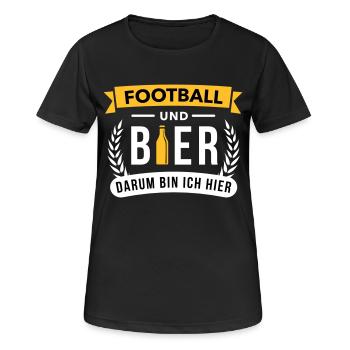 Football und Bier darum bin ich hier - Teamsport - Frauen T-Shirt atmungsaktiv - Schwarz - Vorne - AI Model Female 172 light (172cm)