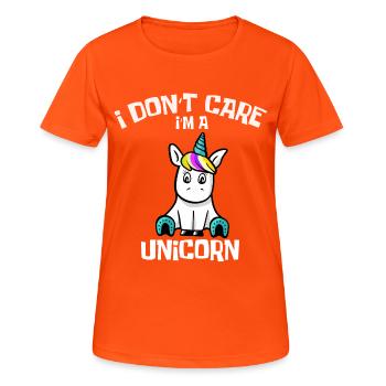 shirt de licorne i dont care im une licorne - T-shirt respirant Femme - orange néon - Devant - AI Model Female 172 dark (172cm)