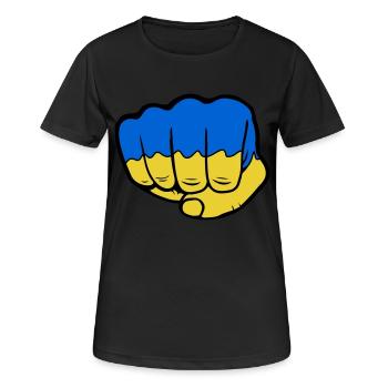 Ukraine Flagge Faust - Frauen T-Shirt atmungsaktiv - Schwarz - Vorne - AI Model Female 172 light (172cm)
