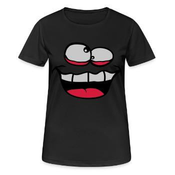 Schielen Verrücktes Gesicht - Frauen T-Shirt atmungsaktiv - Schwarz - Vorne - AI Model Female 172 light (172cm)