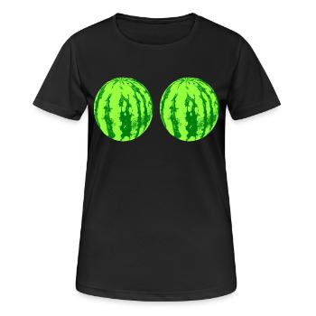 Melonen - Frauen T-Shirt atmungsaktiv - Schwarz - Vorne - AI Model Female 172 light (172cm)