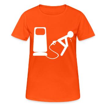 weiß Öl - Frauen T-Shirt atmungsaktiv - Neonorange - Vorne - AI Model Female 172 dark (172cm)