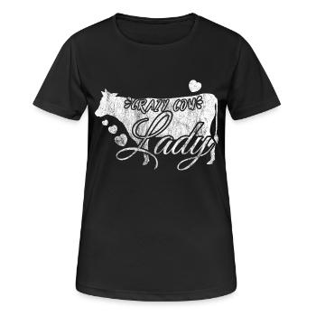 Crazy Cow Lady cadeau vache Lady Farmer Bauer - T-shirt respirant Femme - noir - Devant - AI Model Female 172 light (172cm)