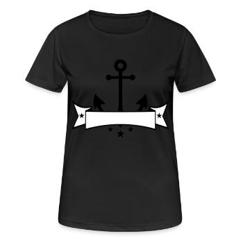 banner wappen text schreiben anker boot schiff - Frauen T-Shirt atmungsaktiv - Schwarz - Vorne - AI Model Female 172 light (172cm)