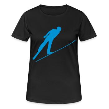 Nordic combination ski jump silhouette 1 - Women's Breathable T-Shirt - black - Front - AI Model Female 172 light (172cm)