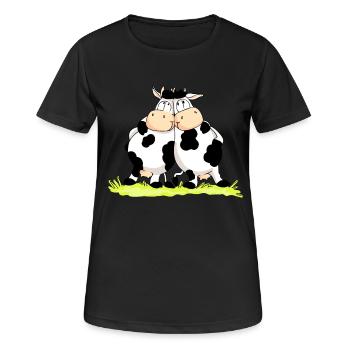 Twin Cows - T-shirt respirant Femme - noir - Devant - AI Model Female 172 light (172cm)