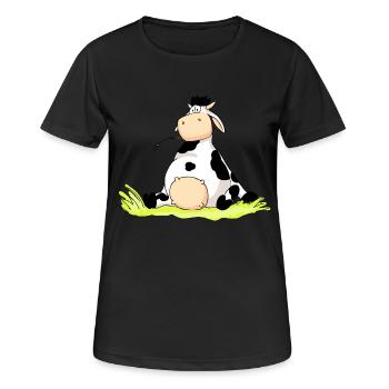 Sitting Cow - Women's Breathable T-Shirt - black - Front - AI Model Female 172 light (172cm)