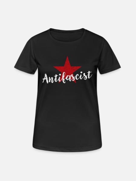 Étoile rouge antifasciste - T-shirt respirant Femme - noir
