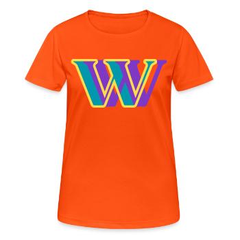 Mehrfarbiger Buchstabe w - Frauen T-Shirt atmungsaktiv - Neonorange - Vorne - AI Model Female 172 dark (172cm)