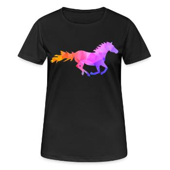 Galoppierendes Pferd Galopp - Frauen T-Shirt atmungsaktiv - Schwarz - Vorne - AI Model Female 172 light (172cm)