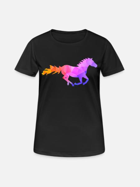 Galoppierendes Pferd Galopp - Frauen T-Shirt atmungsaktiv - Schwarz
