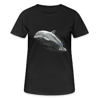 Delphin - Frauen T-Shirt atmungsaktiv - Schwarz - Vorne - AI Model Female 172 light (172cm)