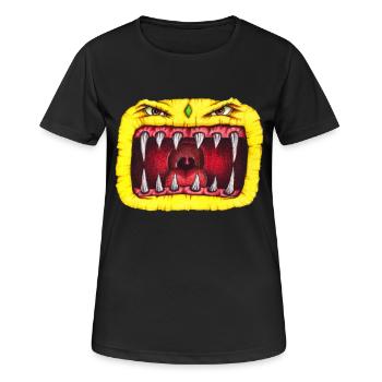 Monster mit Zähnen gelb - Frauen T-Shirt atmungsaktiv - Schwarz - Vorne - AI Model Female 172 light (172cm)