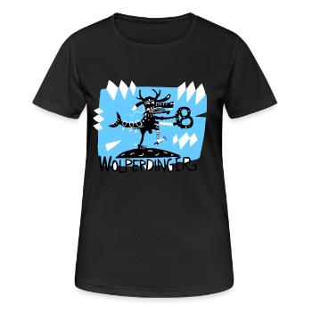 Wolperdinger - Frauen T-Shirt atmungsaktiv - Schwarz - Vorne - AI Model Female 172 light (172cm)