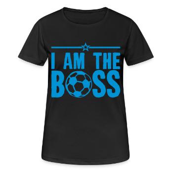 Fußball Zitat ich bin der Chef Humor - Frauen T-Shirt atmungsaktiv - Schwarz - Vorne - AI Model Female 172 light (172cm)