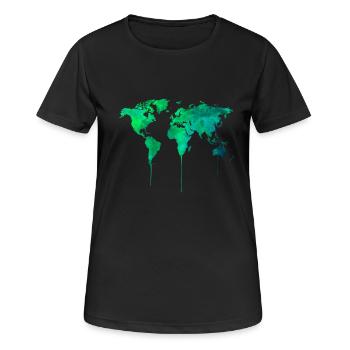 Weltkarte - Frauen T-Shirt atmungsaktiv - Schwarz - Vorne - AI Model Female 172 light (172cm)