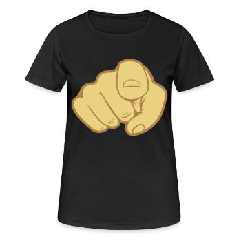 Hand Finger Zeigen - Frauen T-Shirt atmungsaktiv - Schwarz - Vorne - AI Model Female 172 light (172cm)