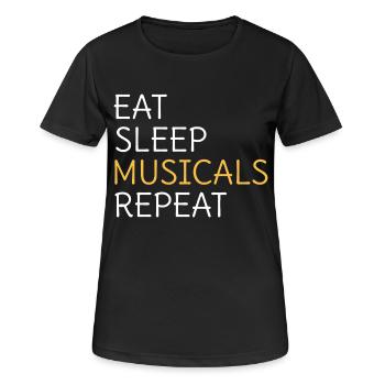 Eat Sleep Comédies musicales Répétition Théâtre musical - T-shirt respirant Femme - noir - Devant - AI Model Female 172 light (172cm)
