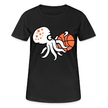 Oktopus Basketball spielen Ball halten Sport Hobby - Frauen T-Shirt atmungsaktiv - Schwarz - Vorne - AI Model Female 172 light (172cm)