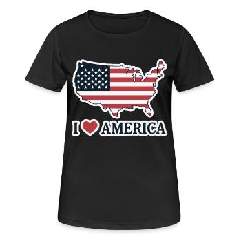 J’AIME L’AMÉRIQUE - T-shirt respirant Femme - noir - Devant - AI Model Female 172 light (172cm)