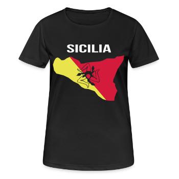 SICILIA Sicile Sicilien Italie Siciliana - T-shirt respirant Femme - noir - Devant - AI Model Female 172 light (172cm)