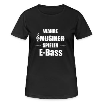E-Bass Instrument Geschenk - Frauen T-Shirt atmungsaktiv - Schwarz - Vorne - AI Model Female 172 light (172cm)