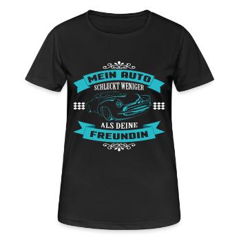 MA VOITURE AVALE MOINS QUE TES AMIS - T-shirt respirant Femme - noir - Devant - AI Model Female 172 light (172cm)