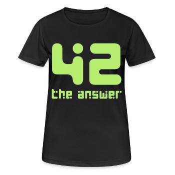 42, the Answer Galaxy Science Fiction UFO Rocket - Women's Breathable T-Shirt - black - Front - AI Model Female 172 light (172cm)