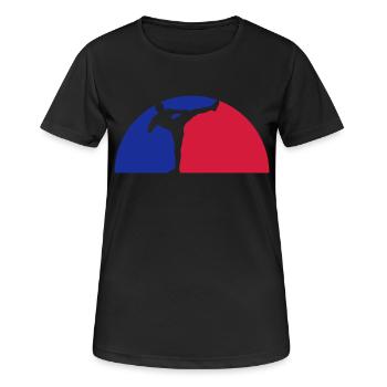 blau rot halbkreis mond nacht urlaub abend sonne f - Frauen T-Shirt atmungsaktiv - Schwarz - Vorne - AI Model Female 172 light (172cm)