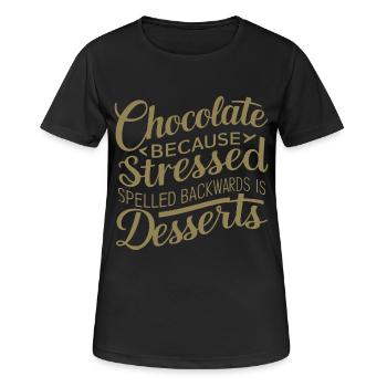 Desserts au chocolat Stress Citation de dessert drôle - T-shirt respirant Femme - noir - Devant - AI Model Female 172 light (172cm)