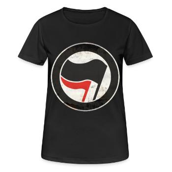 ANTIFA - Frauen T-Shirt atmungsaktiv - Schwarz - Vorne - AI Model Female 172 light (172cm)